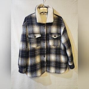 Men's Blue Plaid Shirt Jacket